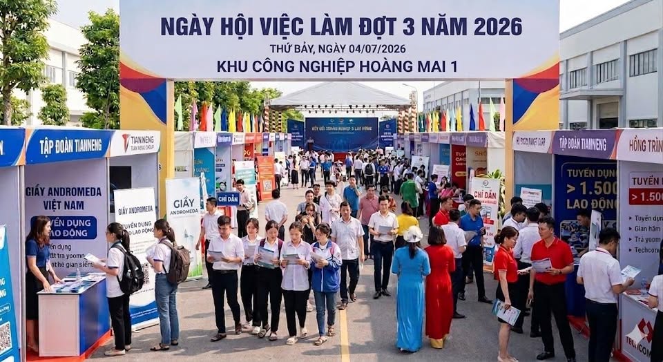 Thông báo tổ chức Ngày hội việc làm đợt 3 năm 2026 tại KCN Hoàng Mai 1 - Nghệ An