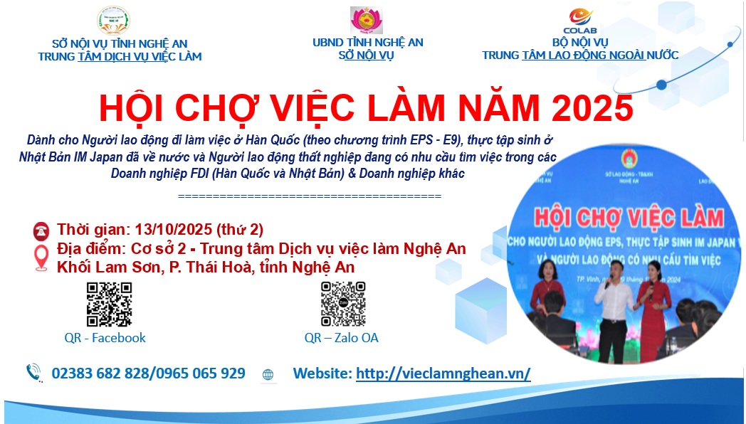 THÔNG BÁO VỀ VIỆC TỔ CHỨC HỘI CHỢ VIỆC LÀM NĂM 2025 DÀNH CHO LAO ĐỘNG EPS VÀ THỰC TẬP SINH IM JAPAN VỀ NƯỚC