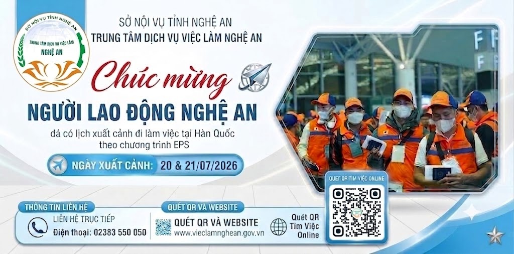 THÔNG BÁO KẾ HOẠCH TẬP TRUNG XUẤT CẢNH NGÀY 21/7/2026