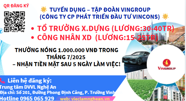 TUYỂN DỤNG – TẬP ĐOÀN VINGROUP (CÔNG TY CP PHÁT TRIỂN ĐẦU TƯ VINCONS)